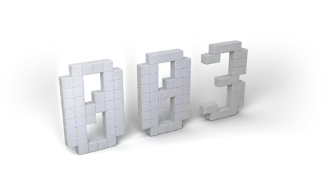 Die Zahl 003 als 3D Modell